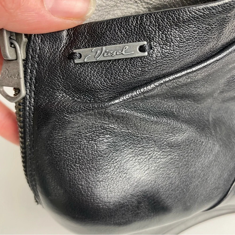 Diesel Black Leather Women's Wedge Booties Size 38/7.5 - Picture 5 of 10